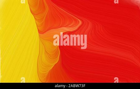 Moderne kurvige Wellen hintergrund abbildung mit starken Rot, Tangerine gelb und dunkel die Farbe orange. Stockfoto