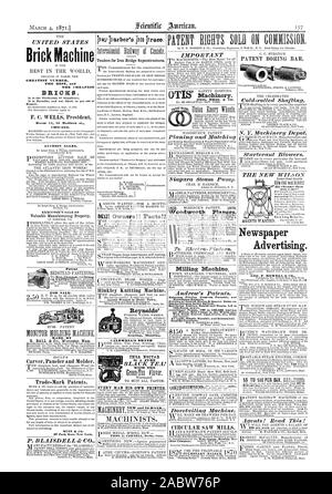 Brick Machine IST DAS, WEIL ES DIE GRÖSSTE ZAHL die besten und billigsten für beschreibende Rundschreiben t Raum 13 98 Madison st. CHICAGO. Maschinen können im Betrieb bei der Firma arbeitet Chicago gesehen werden; hinten 59 Ann st. New York City; und an Neuheit Iron Works Ecke von Delord und Peter Sts. New Orleans. Auktionen. Von Leigh Bros & Phelps Auktionatoren 4 Kommerzielle Zeile. Von Leigh Bros & Phelps Auktionatoren Norfolk Virginia in Norfolk Va. tic Iron Works wird die Fabrik vor kurzem op kulturellen implementiert Karren, Wagen usw., jedoch auch für andere Zwecke verkauft werden. Die Partie wird Stockfoto