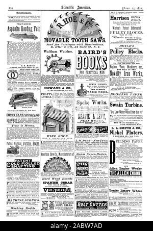 OVAELE ZAHN SÄGEN. 70 Maiden Lane und 9 Liberty St. N.Y. DER UNION STEIN CO. DIE UNION DIE UNION SCHMIRGEL SCHMIRGEL SCHÄRFT UND ÖL Die oben darstellt, die auf einer erweiterten Skala Das neue Patent Micrometrical Regulatoi auf der Waltham Watch, wie die Eisenbahn Timekeeper bezeichnet wird. Durch die geringste Variation können leicht korrigiert werden. Diese und andere wertvolle Verbesserungen machen diese besondere Klasse die besten Uhren der Welt für Reisende Engi neers und Dirigenten. Es ist voll mit Preisen in unserem De beschreibenden Katalog beschrieben. Schreiben für it und angeben, dass Sie diese Bekanntmachung sah in der Scientific American. BAIRD'S Stockfoto