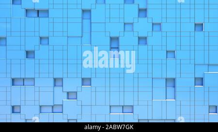 Blaue Würfel Rasterhintergrund 3D-Darstellung Stockfoto