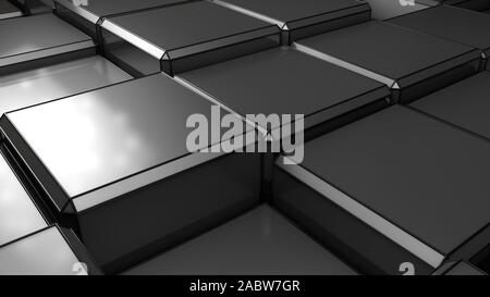 Metall-Unschärfe-Würfel abstrakter Hintergrund 3D-Rendering Stockfoto