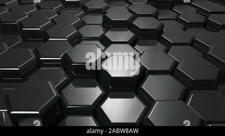 Abstrakte metallische Sechsecke Hintergrund. 3D-Render Abbildung Stockfoto