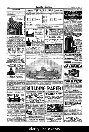 HENRY W. RI: ilkley 98 Liberty St. New York. Amerikanische KOHLE BÜGELEISEN Kesselrohre. Schmiedeeiserne Rohre und Armaturen für Gas, Dampf WASSER UND ÖL. Kohle Gas & C. &C. Nr. 15 GOLD ST. NEW YORK. Der Standard! T E TANITE CO. Starke scharfe Pa Öler. und Shafting sind zuverlässig in allen Jahreszeiten S. BLAISDELL & Co. Hersteller von T-STÜCK AM BESTEN SENDEN für Schnitte. Stumm Alesootopes. 1 hendool Cahoots ea. .1 so Horste Anweisungen oder mak 1 ng sind t Blättern Arbeiten mit nukes. Nach Eingang von 25 m sod mit int onler 1.81.10 im Wert von Designs stummgeschaltet werden extra Amt senden. Mäuse von Tränken kostenlos zu erstatten. $ IXTH bearbeiten ION F. Stockfoto