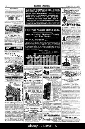 5 Aduerti ententfi. Inside Seite 75 Cents pro Zeile. Langweilig IVIILL. Drahtseil. Bauherren HALTEN SIE IHRE KESSEL REINIGEN. ANTI LAMINA PRATT'S ASTRAL von JUDSON PATENT DREHBANKFUTTER 10 0 sup-iltor FREEm ilUCIUS W. TEICH HERSTELLER Todd & Rafferty Machine Co. DOPPELT WIRKENDEN SteamPumps immer zuverlässig. 2'ER HEALD & SISC Patent Kreiselpumpen vertikal und horizontal. 30 CORTLANDT STREET NEW YORK - 0 NEW HAVEN MANUFACTURING CO. New Haven Anschl. WISSENSCHAFT DATENSATZ SUPER-Heizungen Portland Cement 1000 im Einsatz. ROOT DAMPF EN GINE CO. Bügeleisen STEAMSHIP Bauherren. NEAFIE & ABGABE SCHIFFSMOTOREN KESSEL UND BAUEN. ERS VON MISCHFUTTERMITTELN Stockfoto