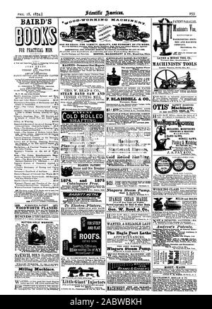 Harrisburg PA H. C.B. können auch HENRY CAREY BAIRD WOODWORTH PLANERN TASTE BOHRUNG ARBEITNEHMER erbringen. Fräsmaschinen. Magnete - Permanente Stahl Magnete GEO. W. HINTEN & Co. DAMPF BANDSÄGE UND P' ein 'T' U NICHT LOLD SHAFTING gerollt. WOODBURY DIE PATENT Planin g und Matehinp LASS OULDS für Obst Gläser Lampen BLAKE'S PATENT Stein und Erz Breaker 1874. und 1875 Kataloge kostenlos. die Preise der Hersteller. VANDUZEN TIFT 402 L2d M CIS C INN ATI. Zu Eleetro-Platers. IIINGLE UND ZYLINDER MASCHINEN Rad S. BLAISDELL&00. Worcester Messe DREHMASCHINE & MORSE TOOL CO. MASCHINISTEN' Werkzeuge Maschinen Sturtevant Gebläse. Kaltgewalzte Stockfoto