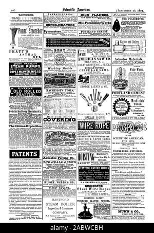 Co.Philadelphia H. S. MANNING & Co. Agenten BESSEMER Stahldrahtseile PHILIP S GERECHTIGKEIT TURBINE WASSERRAD Einfachste. Stärkste am billigsten. Am besten. Größte Erfindung des Alters. höchsten Prozentsatz eves MERRILL ICH HOUSTON EXTRA SCHWERE UND VERBESSERTE MUSTER. LUCIUS W. TEICH HERSTELLER DAMPFKESSEL UND ROHR VERING Senden Sie Stempel oder Illustrierte Rundschreiben. Asbest Filzen Co.2 ER HEALD & SISC vertikal und horizontal. Stahlguss. HARTFORD, CONN. MURRILL dr Keizer. 44 HollIdar St. Ball. Die PULSOMETER. Filiale Depots: Asbest Materialien. Der HOST POPULÄRE WISSENSCHAFTLICHE PAPIER IN DER WELT. Band XXXIL - NEUE Stockfoto