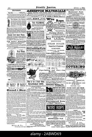 In den Vereinigten Staaten. Asbest Filzen.de HAUS HOUGHTON AUTOMATISCHE PUMPE Wellblech SCHINDELN RUBRIK UND STANGEN, perfekte ZEITUNG DATEI. Verlage" Sunurrzyte Axuaroar." bemerken. Alte ROLLET. 5. ArTawc.; c NICHTBRENNBARE DAMPFKESSEL und Rohre für die Verbesserung der Fu. ing Stocks DIE POPULÄRSTEN WISSENSCHAFTLICHEN PAPIER DER WELT BAND XXXIL - NEUE SERIE. Begriffe. Der "Scientific American" ist mit Asbest MATERIALIEN DACHEINDECKUNG UMMANTELUNG KESSEL FILZEN Farben gedruckt (alle Farben) BEDACHUNG FARBE Mühle FurnishingWorks Maschinen. OTIS BROS. & C EISEN HOBEL Drahtseil. Stahl und Kohle Bügeleisen Dampf Stockfoto