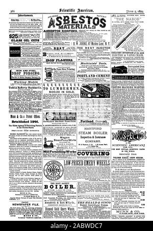 In den Vereinigten Staaten MUNN & CO 37 Park Row N.Y. ZWEIG Ornos - Ecke F und 7th Street. Perfekte ZEITUNG DATEI. Bügeleisen PLANERN DIE WURZEL SICHERHEIT KESSEL. Über 1200 in Gebrauch. Sicherheit von zerstörerischen Explosion höchste Wirtschaftlichkeit GLAS ÖL TASSEN N.Y. Schieferdach Co EISEN UND STAHL GESENKSCHMIEDEN. Dächer CONCORD ACHSEN A A X Niagara Steam PumpWorks BROOKLYN N.Y. MillFurnishingWorks größte Erfindung des Zeitalters. . Klima. Die B E ST EINSPRITZDÜSE Portland Zement. HARTFORD Inspektion & Insurance Company. HARTFORD. CONN. Nicht brennbare DAMPFKESSEL UND ROHRE FÜR PREISGÜNSTIGE EMERY RÄDER FÜR 1875. Die meisten Stockfoto