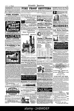 STEVENS' MITRE. BLAKE'S PATENT WORCESTER KOSTENLOSE INSTITUT. BRADLEY Manufacturing Company Eisen 8r HOLZ MASCHINEN jeder Beschreibung. Kalte Shafting gerollt. Die verbesserte DER FÜR 1875. IN DER WELT. Band XXXIL - NEUE SERIE. Begriffe. $ 3.20 1.00 Der HOADL EY PORTABLE DAMPFMASCHINE. Die BESTe WIRTSCHAFTLICHSTE MOTOR. Stahlstempel. Pion wolle? Arbeiten. istx Hobeln & Passende unterwegs sind MOLDING VERZAPFENDEN III ciNCINNATi. o. Stahlguss. S. BLAISDELL et CO6Z ALTE GEROLLT SHAFTING. Formmaschinen Worcester, Mass. Bügeleisen Arbeitsmaschinen Shafting Riemenscheiben&r Maschinen. OTIS BROS. DT C Hobeln ik Matching Stockfoto