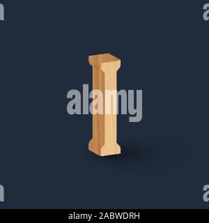 3D Holz Zeichensatz, Vektor Stock Vektor