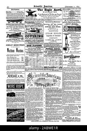 Mit Disston der Sägen. Verkauft von Hardware Handel. LANGDON MITRE, CO.4 gilr Die Uhren sind besser und die Preise niedriger als je zuvor. Zurück Seite 1,00 eine Linie. Inside Seite 75 Cents pro Zeile. Sparen Sie 25 Prozent. im Kraftstoff. Starke Reduzierung Waltham Uhren. Silber Uhren von $ 14. Damen Gold Uhren - $ 40. Der Nachholbedarf der goldene Uhren von $ 52. Jede Uhr eine zuverlässige zeitnehmer und satis Fraktion guaranteedor das Geld erstattet. HOWARD & Co Nr. 222 Fifth Avenue in New York. Pure-löslichen Glas Flusssäure & Weiß Säure HOBELN UND PASSENDEN BENTEL MARCEDANT & Co. Der Adler Amboss gerechtfertigt Reduzierter Preis Stockfoto