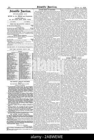 MUNN & Co. Herausgeber und Eigentümer. Veröffentlicht wöchentlich an Nr. 87 PARK ROW NEW YORK. Bedingungen für den Scientific American. Club Preise. Scientific American Supplement. Begriffe. Inhalt. Der Scientific American Supplement. Nr. 25. Für die Woche vom 17. Juni 1878 enden. Der Scientific American Supplement Darwin's Theorie der PANGENESIS. -4 EIN WEITERES DASTARDLY ATTACK I, 1876-06-17 Stockfoto