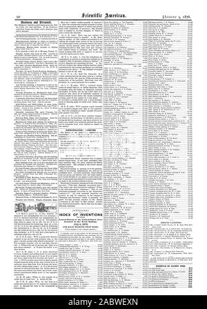 Rtroottat Nuoineo und Kommunikation erhalten. INDEX DER ERFINDUNGEN Patentschriften der Vereinigten Staaten waren in der Woche Ende UND JEDES LAGER DIESEM DATUM gewährt. Zeitplan der PATENTGEBÜHREN., Scientific American, 1876-08-05 Stockfoto