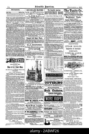 Ein gebundenes Buch von 144 Seiten für 25c. Für ERFINDER UND HERSTELLER DER ALLEN COVERNOR [ 18481 United States. 30 Jahre 'IIIPERIE2i 0. M 17107 & CO 37 Park Row N.Y.A. IR-KOMPRESSOREN BURLEIGH GESTEINSBOHRHAMMER CO. R. HACKE & CO STAHL SÄGEN NICHT-COMBUSTIDLE DAMPFKESSEL und Rohre für WITII'AIR SPACE' VERBESSERUNG SCHLENKER DES Revolving-Die Stationary-Die und die Beste und Billigste. HOWARD IRON WORKS IN DER WELT. Band XXXV. - - NEUE SERIE. Der Scientific American Supplement. Die Tanite Co. schmirgel Räder und Schleifer Maschinisten' Tools. PORTLAND Zementwerk ru. rnishingWorks DUYCKINCK W. C. Stockfoto