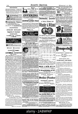 STROUDSBURG PA. Schmirgel RÄDER UND CRINDERS. Gemeinde IRON WORKS Formmaschinen Bügeleisen Arbeitsmaschinen Shafting Riemenscheiben &c. YALE IRON WORKS New Haven Comm Nap del Für 1877 DIE POPULÄRSTEN WISSENSCHAFTLICHEN PAPIER IN DER WELT. Band XXXVINEW SERIE. Bedingungen des Abonnements. Der Scientific American Supplement. Und LUFTKOMPRESSOREN. Maschinisten' TOOLS. NEW HAVEN MANUFACTURING CO. New Haven Anschl. STEAM BOILER Inspection & Insurance' PATENT C ALTE GEROLLT SHAFTING. 01. Schneider h°, 1877-02-17 Stockfoto