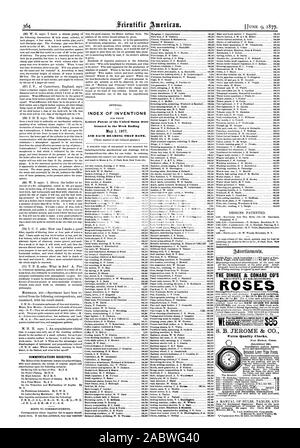 W. G. sagt: Ich habe eine Pumpe von Kommunikation erhalten. INDEX DER ERFINDUNGEN, FÜR DIE BUCHSTABEN Patent in den Vereinigten Staaten wurden in der Woche bis 1. Mai 1877, UND JEDES LAGER DIESEM DATUM gewährt. Beck Seite jedem Einfügen $ 1,00 eine Linie. Die DINGEE & CONARD CO IST SCHÖN IMMER BLÜHENDE SES Extra Qualität Uhren. Genauigkeit und Lebensdauer garantiert. Exemplare kostenlos per Mall auf Erhalt des Preises. 100149, Scientific American, 1877-06-09 Stockfoto