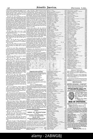CORXIINICATIONS empfangen. Offizielle. INDEX DER ERFINDUNGEN Patentschriften der Vereinigten Staaten wurden in der Woche bis zum 31. Juli 1877, UND JEDES LAGER DIESEM DATUM gewährt. Inside Seite jedem Einfügen 75 Cent pro Zeile. SWARTHMORE COLLWCE. Wissenschaftliche Abteilung. Männer des Fortschritts. MUNN & CO 37 Park Row New York City. Leichteste Stärksten und Besten Toten Riemenscheiben und Konizität TAPERN. EE vE RIEMENSCHEIBE WERKE ERIE PA., Scientific American, 1877-09-08 Stockfoto