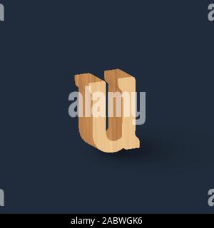 3D Holz Zeichensatz, Vektor Stock Vektor