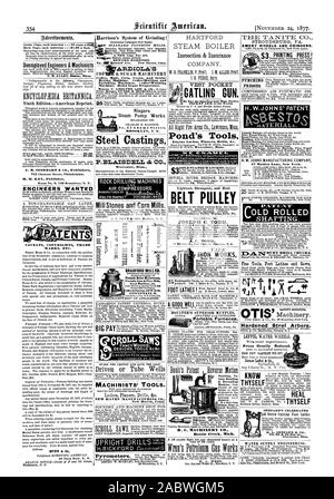 Arbeitslose Ingenieure & Maschinisten J. M. STODDART & Co Verlage INGENIEURE WOLLTEN VORBEHALTE URHEBERRECHTE MARKEN usw. 37 Park Row N.Y. ARDIOLA der Trockner. Coffee-Hulling und Maschine. Helix Zucker Verdampfer. T-Stück! Gussteile Worcester Messe Mühle Steine und Getreidemühlen. BRADFORD MÜHLE C FANCYWOODS gsgoLL Sägen. DESIGNSTOOLS&C&C. Angetrieben oder Rohr Brunnen MASCHINISTEN' TOOLS. New Haven Anschl. PRIGHT DER BOHRER WESTENTASCHE AUSSCHÖPFENDEN GEWEHR. Bei weitem die meisten Smallestand Perfekte's Pond Werkzeuge Motor Drehmaschinen Planern Bohrer & e. Riemenscheibe JOSEPH C. TODD C. TODD New Haven Anschl. Battle Creek. Mich 'WREN W. C. Stockfoto