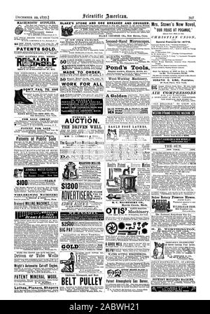 Battle Creek. Mich $ 1200 FEHL T GELD DRAHTZIEHEN MASCHINEN S. HEALD & Söhne für Preise etc. Barre Messe Baker Rotary Druckgebläse schicken. Besser als alle anderen gerechtfertigt. WILBRAHAM BROS. 2818 Frankford Avenue PHILADELPHIA. 174 ELM STREET CINCINNATI 0. TIS SICHERHEIT HEBEZEUGE Maschinen. Schmiedeeisen Balken und Träger der National Petroleum Gas Co H.H.WORTHINGTON 239 BROADWAY NEW YORK. Lokomotiven auf der Straße Straßenbahnen. Shepards gefeiert H. L. SHEPARD & CO 88 90 & 92 Elm St. große Zahlen ersparen sie dem CROTON und sparen Kosten. Wasserversorgung ENGINEERING. Angetrieben oder Rohr's Wells Wright Automatische Abschaltung. Stockfoto