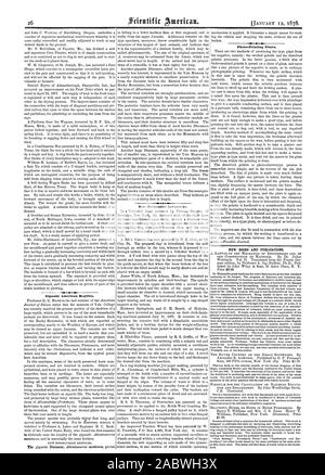 Gigantische amerikanische Reptilien. Neue mechanische Erfindungen. Neue BÜCHER UND PUBLIKATIONEN., Scientific American, 1878-01-11 Stockfoto