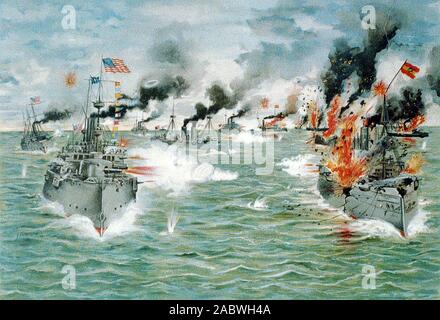 Schlacht von Manila Bay 1 Mai 1898 Während des Spanisch-Amerikanischen Krieges Stockfoto
