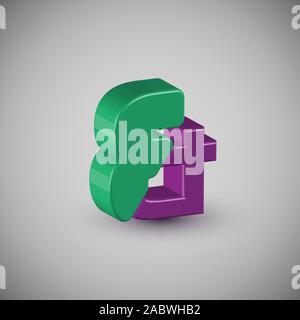 3D-farbenfrohen Charakter aus einem Schriftsatz, Vektor Stock Vektor