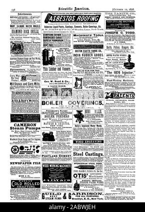 Zeitung DATEI 3 TNN & CO ALTE GEROLLT COMPOUND SAUERSTOFF BIN arpiti. 7174 Z bemerkenswerte Heilungen SNYDERS "Kleine Ciant' DAMPFMASCHINE vorgenommen wurden. 94 Fulton St. New York. Geo. W. Lesen & Co J. LLOYD HAIGH DER STANDARD UND DIE EINZIGE ZUVERLÄSSIGE PORTABLE DACHBAHNEN. Asbest flüssigen Lacke Lacke Klebstoffe Kessel Bedeckungen &c. 4048 Girard Avenue PHILADELPHIA. Holly's Verbesserte Wasser funktioniert. BOSTON elastisches Gewebe CO. KAUTSCHUK WAREN. CHAS. McRURNEY&Co.-Agenten 175 Devonshire St. Boston 102 Chambers St. New York. Begrenzte SHEPARDS feierten Handwerker. H. L. SHEPARD & Co. Cincinnati Ohio. New Haven Anschl. 10 Barclay Stockfoto