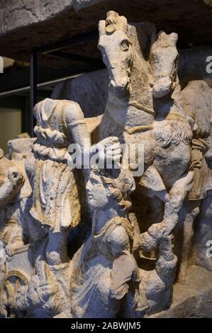 Perugia. Italien. Etruskische cinerary Urne aus dem Cacni Familie Grab in der Nähe von Perugia, Museo Archeologico Nazionale dell'Umbria (MANU - Nationale Archaeologi Stockfoto