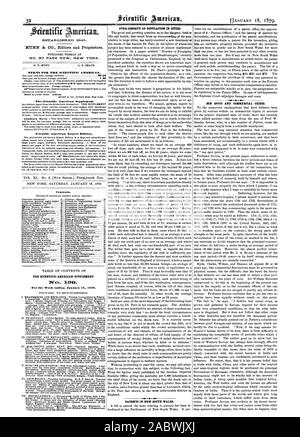 Nr. 87 PARK ROW NEW YORK. Bedingungen für den Scientific American. Ergänzung der Scientific American Scientific American Export Edition. England. Patente IN NEUEN8017 TH WALES. Sonnenflecken und wirtschaftlichen Krisen. Inhalt. Der SCIENTIFIC AMERICAN SUPPLEMENT Nca. 139 für die Woche bis zum 18. Januar 1879., 1879-01-18 Stockfoto