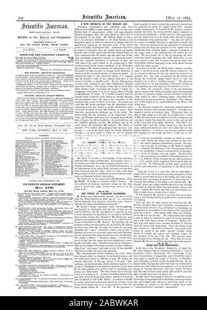 Nr. 87 PARK ROW NEW YORK. Bedingungen für den Scientific American. Ergänzung der Scientific American Scientific American Export Edition. . Inhalt. Der SCIENTIFIC AMERICAN SUPPLEMENT 1 Vo. 170. Für die Woche 17. Mai 1879 endet. Eine NEUE SCHÄTZUNG DES ALTERS DER WELT. Der längste Tunnel der Welt. Die ENERGIE DER SCHWINGUNG genutzt., 1879-05-17 Stockfoto