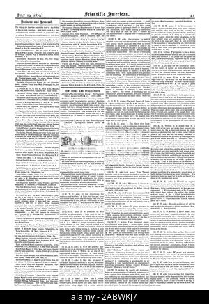 Neue BÜCHER UND PUBLIKATIONEN., Scientific American, 1879-07-19 Stockfoto