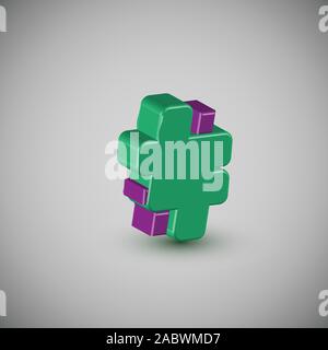 3D-farbenfrohen Charakter aus einem Schriftsatz, Vektor Stock Vektor