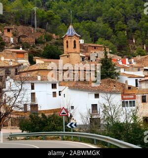 Alcudia de Veo ein Bergdorf im Parque Natural Serra d'Espada in der Provinz Castellon, Spanien Stockfoto