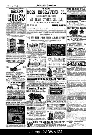 Registrierung E BAIRD von joox Für praktische Männer. 1880 1880 PENNSYLVANIA LAWN MOVER. Übertrifft alle anderen und ausgeprägter das Beste. LLOYD SUPPLEE Az WALTON PHILADELPHIA. Drehmaschinen Planern Mitgestalter der angetrieben. 235 BROADWAY NEW YORK. Maschinisten' TOOLS. New Haven. Anschl. STIEFEL "NEUE BÜGELEISEN GEBLÄSE POSITIVE BLAST. Bügeleisen Revolver perfekt ausbalanciert IST EINFACHER UND HAT WENIGER TEILE ALS ALLE ANDEREN GEBLÄSE. CONNERSVILLE IND. Eff-SEND FÜR GÜNSTIGE KATALOG. Aufzüge. Gewartet, ehe rr IIJ MOSS GRAVUR CO4 (MOSS DER NEUE PROZESS) einen Block vom Broadway UNSER MOTTO IST "DIE BESTE ARBEIT ZU NIEDRIGEN PREISEN IMMER PÜNKTLICH." Holz Stockfoto