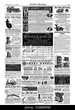 Funktioniert. Holz arbeitet MACHINIRY. Plattform FAMILIE SKALA TELEFON 5 $ bis 20 SUPERIOR ERSATZ FÜR HOLZ ENCRAVINC. "BLAKE's Challenge' Hydraulikhammer. Patentierte 18. November 14379. BLAKE CRUSHER CO.Alleiniger Entscheidungsträger New Haven Anschl. NEW YORK BELTING UND VERPACKUNG KOMP' Y. gig 47) Ms I M T.I 1 V I I EMERY RÄDER. JOHN. CREEVER Baeume. NE % V YORK. THOS. F. ROWLAND einziger Hersteller Brooklyn N.Y. SENDEN FÜR DIE BESTE BAND SÄGEBLATT Die BELMONTYLE ÖL 150 Front Street New York. Teleskope FERNGLAS MAGIC LANTER NS. ANEROID BAROMETER DB SPECTROSCOIMS PalLOSOPHICAL AWING INSTRUMENTE & chemischen Apparate. Riemenscheibe Stockfoto