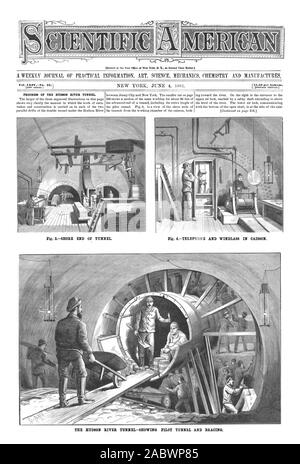 Vol.XLIVNo. 231 [NEUE SERIE. R $ 3.20 pro Jahr. Fortschritt der Hudson River Tunnel. Die Hudson River Tunnel - ÜBERSICHT PILOTSTOLLEN UND VERSTEIFUNG., Scientific American, 1881-06-04 Stockfoto