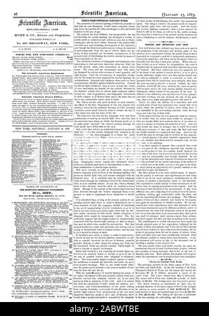 1845. Veröffentlicht wöchentlich an Nr. 261 BROADWAY NEW YORK. 0. D. MUNN. A. E. STRAND. Begriffe. Für den Scientific American. Ergänzung der Scientific American Scientific American Export Edition. Gefahren von hängenden elektrischen Kabel. Prüfung und Verbesserung von Gusseisen. Der SCIENTIFIC AMERICAN SUPPLEMENT für die Woche Ende Januar 13 1 S S 3., 1883-01-13 Stockfoto