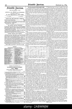 1845. Veröffentlicht wöchentlich an Nr. 261 BROADWAY NEW YORK. Bedingungen für 'IRE ÜBERWACHUNGSPERSONEN' F1 F1 C amerikanisch. Ergänzung der Scientific American Scientific American Export Edition. Inhalt. Der SCIENTIFIC AMERICAN SUPPLEMENT für die Woche vom 19. Januar 1884 endet. Die ANNULLIERUNG DER PATENTGESETZE., 1884-01-19 Stockfoto