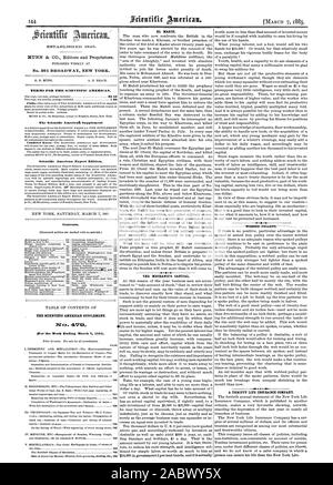 EL MARDI. Der Mechaniker Kapital. Eine sparsame LIFE INSURANCE COMPANY. Der Scientific American Supplement Nr. 470, 1885-03-07 Stockfoto
