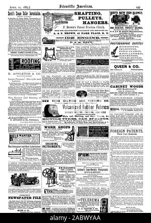 HENRY CAREY BAIRD & Co Sill Walnut Street Philadelphia Pa D. APPLETON & Co. ARBEITET LEWIS ST. SEBASTIAN MAI & Co. Barnes' Patent Fuß Power Rockford Illinois Instrumente. ERICSSON'S NEUE KALORISCHE PUMPEN MOTOR 16 Kamm' ndt Street New York li. S. A. UND 40 Dearborn SE. Chicag Illinois für ROLLSCHUHE. Anthony's Semi-Monthly Photoiraphic Amateure oder Profis einen zufriedenstellenden Ersatz für Vate Linien Sprachrohr Zwecke usw. H. E. HUSTON & Co. Monticell Illinois. ROOFING die billigste und beste Schmierstoffgeber. 217 River Street Troy, N. Y D. APPLETON & Co Verlage flOOTS neue RON GEBLÄSE Herr 'C3 ISIX. ICH Stockfoto