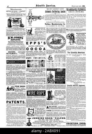 Nathan Manufacturing Co. WW. JOHNS "ABIE 3-TOS. Roofing Gebäude fühlte Kessel Dampf Klassifizierungen Bodenbeläge Feuerfesten Farben Zemente Bte. Instrumente. HARRIS - CORLISS MOTOR AMERIKANISCHE MECHANISCHE WÖRTERBUCH. Ein SHEPARD'S NEW $ 60 Adresse H. L. Shepard Agent 134 E. 2d St. Cincinnati 0 PPS DANKBAR - TRÖSTLICH. Kakao Leitung abdecken. CHALMERS - sPENCE 90. Beaver Falls PA.. Herstellung von Tiegel zahlt es E R I CS S0 N NEUEN KALORISCHEN PUMPEN MOTOR. DELAMATER IRON WORKS NEW YORK US A. Down Town Fetteste der Scientific American. Scientific American Supplement. Druckfarben. IL KESSEL aller Größen Stockfoto