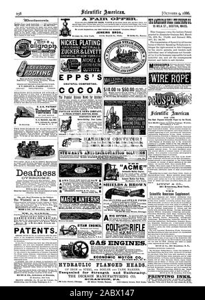 Vernickelt 8 J'OLISHING MATERIALIEN. ZUCKER f? eLEVETT CHEMISCHE C? Neue YORKU. SA. Die epps dankbar - COMFORTINC. Kakao populäre Wissenschaft AKTUELLES UNTERNEHMEN 19 PEARL STREET BOSTON. Masse. SHEPARD IST NEU 560 8 EMERSON SMITH dit CO (Ltd.) Beaver Falls PA MAGISCHE LATERNEN KUPFERROHRE 95 MILCH ST. BOSTON, Mass. Der für 1556. 361 Broadway New York. . 1' I-K. . Scientific American Supplement. MUNN tic Co 361 Broadway N.Y. Taubheit Die Mühle als treibende Kraft. HARRIS - CORLISS ENCINE für Kopie Ingenieur- und Dampf Benutzerhandbuch senden. Von J. W. Hill M.E. Preis $.25. Erwähnen TRW PAPE PATENTE. MUNN es CO Solicitors Stockfoto