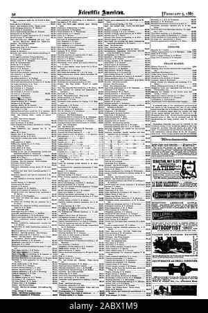 Osage. Ära Sägen maehinagange. Hanuatt Sonnenuntergänge; IL Itiltestart. DESIGNS. Marken. Inside Seite jedem Einfügen 75 Cent pro Zeile. Zurück Seite jedem Einfügen $ 1,00 n.line Wiley & Russell Mfg. C o. Greenfield Masse SEBASTIAN MAI & CO% verbesserte Schraube Cuttang 105 W. Ed St. Cincinnati 0 Scientific American geschmeidig. P LANING und passenden Maschinen. POMU." breitit;. Nait - eine hellsk Vantwond MOM NUR Penult) Motor C.A. Magte3609, 1887-02-05 Stockfoto