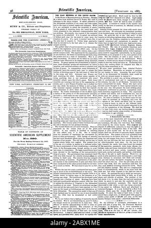 Veröffentlicht wöchentlich an Nr.: 361 BROADWAY NEW YORK. 0. D. MUNN. A. E. STRAND. Bedingungen für den Scientific American. Ergänzung der Scientific American Scientific American Export Edition. Inhalt. Inhaltsverzeichnis von Scientific American SUPPLEMENT 1 Vc: s. 8130. Für die Woche endet am 12. Februar 1887. Tempo [12. FEBRUAR 1887. Eine bemerkenswerte Salz Bett. Metall fertigt., 1887-02-12 Stockfoto
