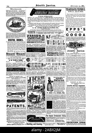 Nützliche Bücher. MUNN & Co 361 Broadway New York. Dampf! Dampf! Wir bauen Automatische Motoren von 2 bis 20) H. S. B. W. PAYNE & Söhne dieses Amt und von allen newsdealers. PRO V IDENCE. Es. I. Büro und aus allen newsdealers. Dampf pumpen Hersteller der ACHE SCHRAUBENSCHLÜSSEL. Fl R E - F'FbOOF H. W. JOHNS MANUFAOTURINO CO. Asbest Ummantelung Gebäude fühlte Asbest Dampf Kessel Paokings Bodenbeläge etc. RUSSLAND CEMENT CO. PATENT JACKE WASSERKOCHER FIRMA XPERIMENTA ARBEIT C. E. Jones & Bro. CINCINNATI 0. Spezialität. Beste und RE LI nicht mehr zersplittert. Verschiedene Stile. Katalog kostenlos. Die Abdeckungen ganz aus Stockfoto