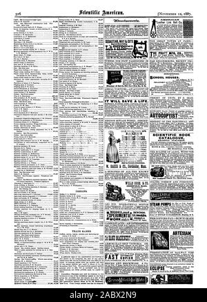 New York. Andere ausländische Patente kann auch bezogen werden. 9. Tbrertisenteufs. Schnelle Tanne? %. Mmierms. xcus. mor Leder Link Belt Co.WETTBEWERB. Schule Häuser. [At Albany N.Y. WISSENSCHAFTLICHEN BUCH KATALOG, der vor kurzem veroffentlicht wurde. Für heiße oder kalte Frische oder ERHALTUNG DER EISENBAHN BINDUNGEN deli BRUNNEN BROS. & Co GREENFIELD MASSE. Hersteller von Ters und Mutter tippen. Pers. Neue Little Giant Schraube &c. Dee. ke. Senden Sie beschreibenden Katalog kostenlos. Firma XPERIMENTA ich kleinere & W. BAKER & Co. Dorchester Messe BAILER'S Broalfast Kakao. Stärkung leicht verdaulich und bewundernswert für Invaliden als TUNNEL FÜR FUSSGÄNGER IN DER IT angepasst Stockfoto