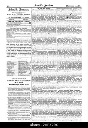 1845. Veröffentlicht wöchentlich an Nr. 361 BROADWAY NEW YORK. 0. D. MUNN. A. E. STRAND. Bedingungen für den Scientific American. Der Scientific American Supplement Inhalt. SCIENTIFIC AMERICAN SUPPLEMENT 1 V 4 = 6. O. für die Woche bis zum 24. Dezember 1887. Die EADS SNIP EISENBAHN. Eine große Reihe von Bauholz. PATENT 'unschuldigen' wieder im Kongress., 1887-12-24 Stockfoto