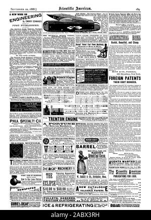 Bohrer und Buch kostenlose mailing. Amerikanisches Patent Globus Hitch-Strap Verschluss 2 MACHINERYg Kopieren Apparate FELIX F. DAUS & CO N nützlich, Schön und billig. MUNN & Co Verlage 361 Broadway New York. Ausländische Patente die Kosten reduziert. Adresse phila. SPECIALTY CO.0 Nr. 41 h Straße 128 und 130 Broad Street AMMONIAK SULFAT. - EIN PAPIER ZWISCHEN FASS MASCHINEN. E.&B. HÄUSER NEHMEN SIE DIE MONON ROUTE - ifftmmrzmar=c GOLDMEDAILLE PFOTEN 1878. BAKER'S Broakfast Kakao W. BAKER & Co. Dorchester Messe Neue CATALOCU WERTVOLLE PAPIERE ICH durch Lebensmittelgeschäft überall verkauft. Cent WOLLTE FÜLLFEDERHALTER PUBLIKATIONEN FÜR 1888 Stockfoto