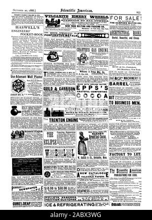 HENRY CAREY BAIRD & Co. HAT AUCH DIE Konstrukteure von 'POCKET-BOOK AutematioVrEngines YORK MA N UF'G CO. YORK PA. Us A. AMERIKANISCHEN SlTPP M Kopieren Apparate Werkzeuge Maschinen. Aurora M. Zweig Haus: 8 nd13 S. Canal St. Chicag Abb. CLARK'S GERÄUSCHLOSER GUMMIRÄDER L. hAsSE. SS Madinat' Straße Chicag der Illinois CHARTER GASMOTOR. Für alle Co. mit kochendem Wasser. Die EPPS CRATEFUL - COMFORTINC Kakao hergestellt mit kochender Milch. Zum Verkauf! Der HAMPDEN WATCH CO. ARCHITECTURA. Bücher. Nützlich, Schön und billig. Amerikanische. 361 Broadway New York. BARREL MASCHINEN. Zu den BUSINESS MÄNNER. Kleid WERK ZU LASSEN. Publikationen für Stockfoto